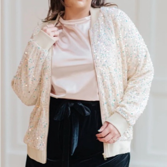 White Birch Glitter Bomb Bomber Jacket - Picture 10 of 10
